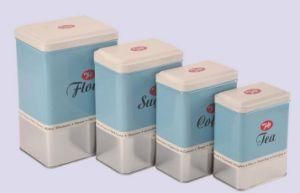 Square Tall Metal Canister Coffee Tea Tin Jar