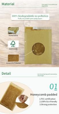 Eco Honeycomb Corrugated Kraft Air Poly Mailer Shipping Packaging Custom Biodegradable Paper Padded Envelope Bubble Cushion Bag