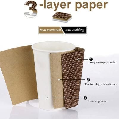 Eco Friendly Disposable 4oz 8oz 12oz 16oz Ripple Double Wall Customized Coffee Paper Cups