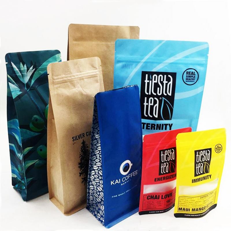 Flat Bottom Zip Lock Coffee Bag Foil Coffee Bags