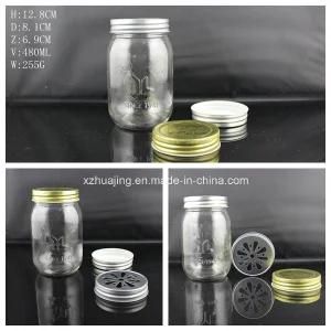 Wholesale 480ml Embossed Mason Glass Canning Jar
