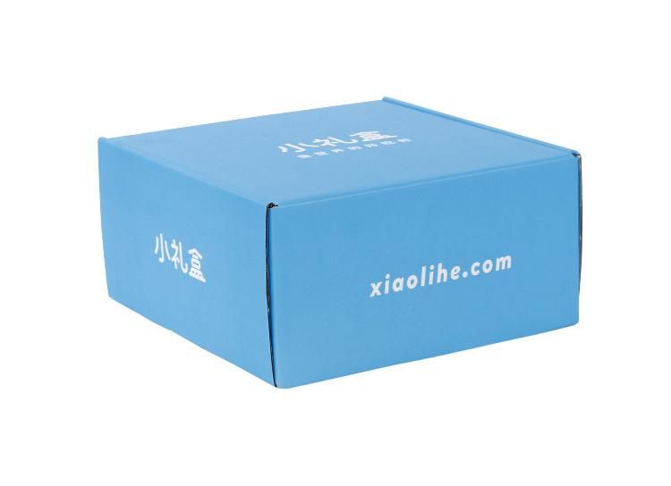 Supplier Custom Small Blue Two-Sided Printed 3 Ply Corrugated Snacks Paper Packaging Carton Mailer Box