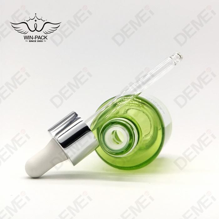 20/50/100/120ml 60g Cosmetic Skin Care Packaging Green Round Shoulder Toner Lotion Glass Dropper Bottle and Cream Jar