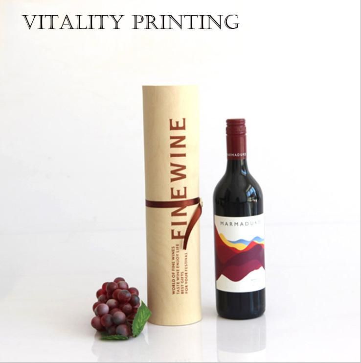 Custom Wholesale Printed Portable Antique Wooden Wine Liquor Box, Rope Carries a Bottle of Wine Box Gift Packaging