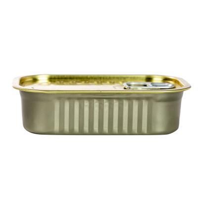 2-Piece Food Grade Square Shape Empty Tinplate Can for Sardine Food Packaging