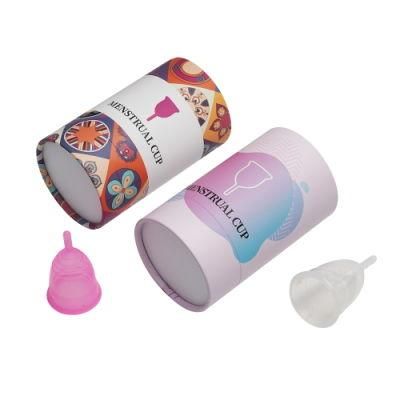Firstsail Packing Design PVC Top Lid Window Paper Tube Cylinder Packaging Boxes for Silicone Menstrual Cup