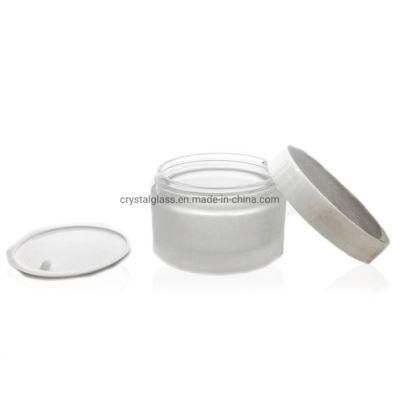 100g 200g Glass Jar with White and Black Lid for Cream Lotion and Essential Oil