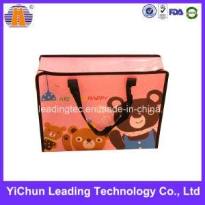 Customized Printed Square Bottom Food Packaging Plastic Cooler Handle Bag