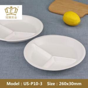 Us-P10-3 Disposable 10&quot; 3 Compartment Foam Plate