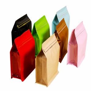 Top Quality Practical Stand up Pouch Zipper Flat Bottom Coffee Bag with Valve