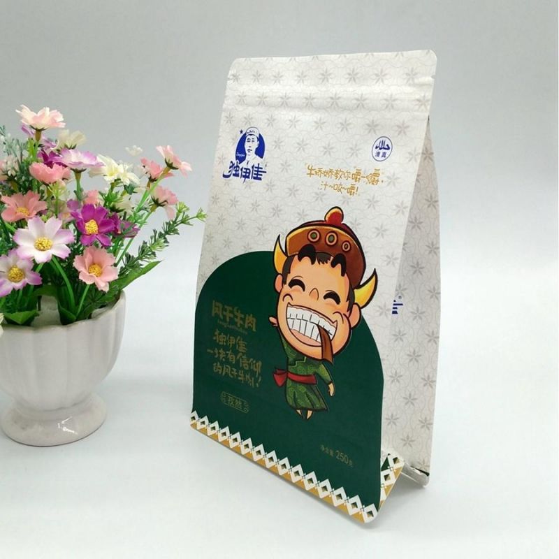 Stand up Kraft Paper Bag with Window Flat Bottom Food Packaging Bag