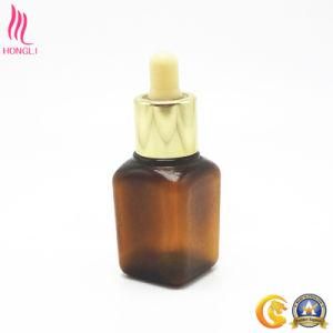 Hot Sale Dropper Bottle Square Shape Amber Glass Oil Bottle