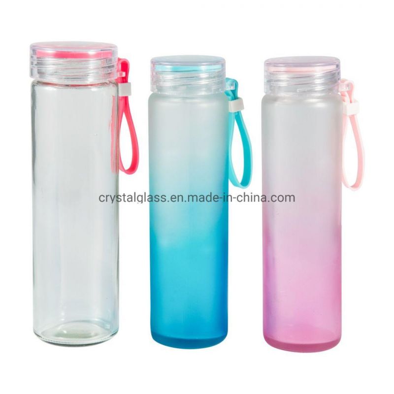 480ml Mineral Water Juice Beverage Drinking Glass Water Bottle with Plastic Cap Voss Style