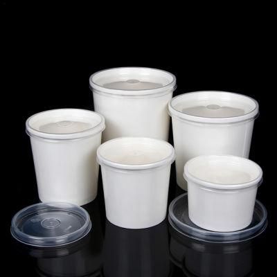Pure White Custom Printed Kitchenware Waterproof Disposable Soup Bowl with Plastic Lid