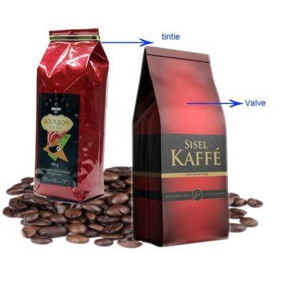 Custom Logo Coffee Beans Plastic Zipper Bag Self-Sealing Coffee Pouch with Air Valv