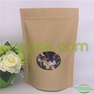Plain Kraft Paper Bag with Clear Window and Zip