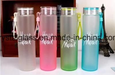 580ml Frost Painting Glass Ice Tea Bottle with Plastic Cap