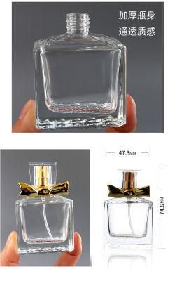 30ml Thicken Sturdy Perfume Bottle with Golden/Silver Bowknot High-End Spray Glass Bottle