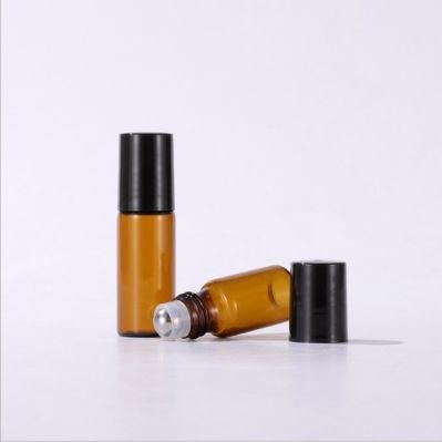 3ml 5ml 10ml Amber Glass Roll-on Bottle Essential Oil Bottles with Stainless Steel Roller Ball and Black Plastic Cap