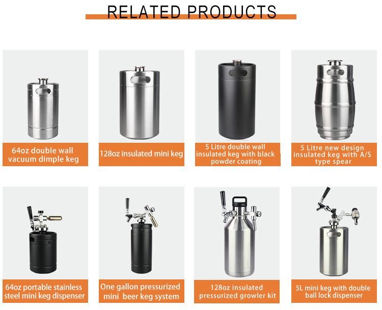 Factory Price Wholesale Custom Draft Growler Beer Stainless Steel Keg