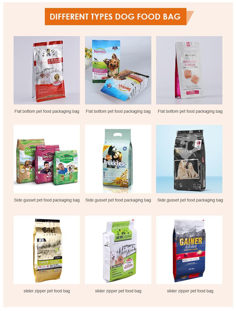 Custom Printed High Quality Wholesale Flat Bottom Aluminum Foil Feed Pet Food Dog Treat Packaging Zip Lock Bags