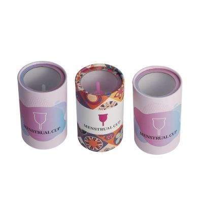 Firstsail Custom Biodegradable Menstrual Cup Paper Tube Cylinder Packaging Box with Clear PVC Window