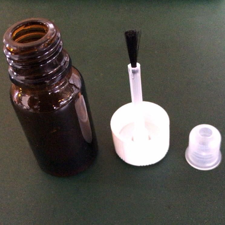Amber Glass Bottle with Brush Cover/Cap Inner Plug Nail Polish Bottle Empty Cosmetic Bottle