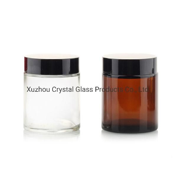 Clear Amber Colored 50g 30g 100g Cosmetic Jars Packaging with Plastic Cap