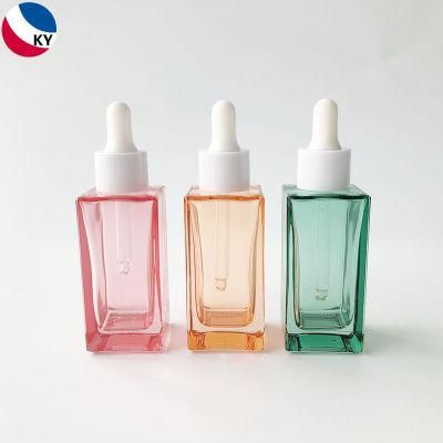 Transparent Clear Green Custom Color Glass Dropper Bottle Serum Face Oil Bottle
