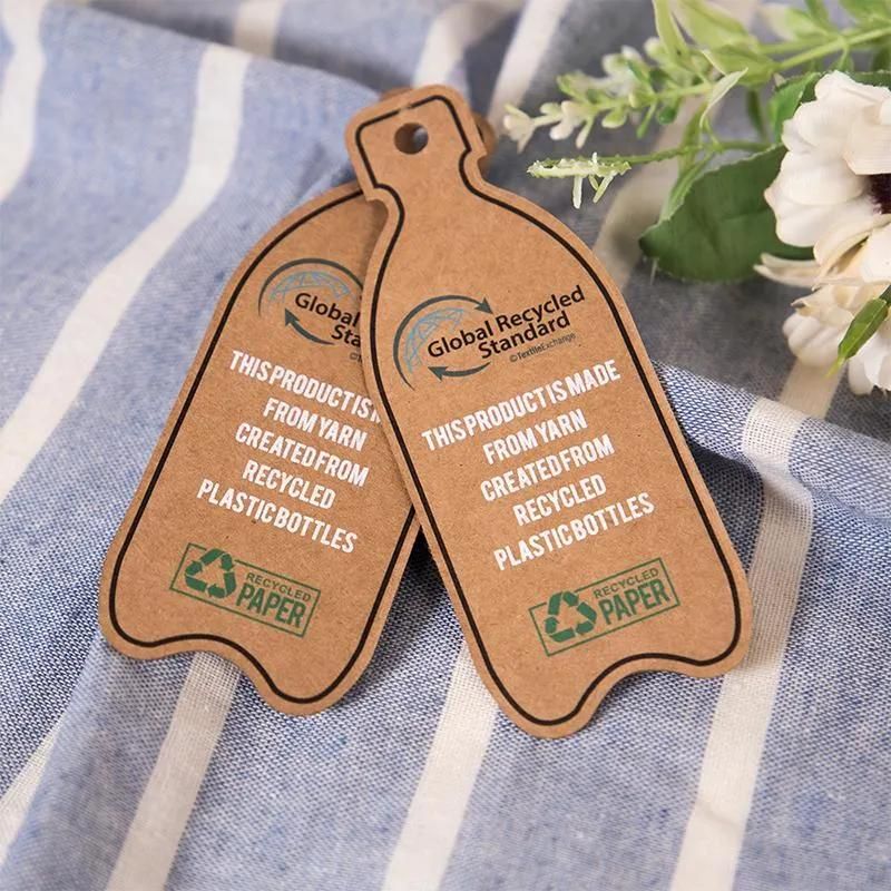 Brown Kraft Paper Card Printing Die Cut Glass Bottle Wine Hang Tag