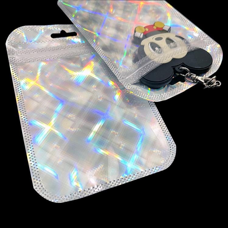 Clear Zipper Plastic Pouch Laser Holographic Ziplock Bag