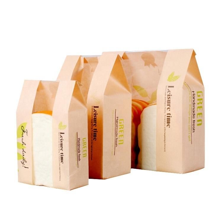 Paper Bag with Window White Greaseproof French Roll Plastic Kraft Paper Bakery Bag Bread Paper Packaging Bag