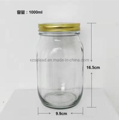 32oz Glass Mason Tomato Ketchup Jar with Airtight Gold Lid