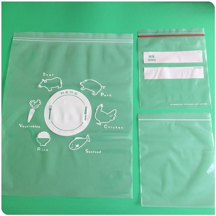Writable White Block Printing Zipper Bag for Food Packaging with Double Zippers