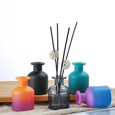 200ml Black Transparent Unique Luxury Refillable Reed Glass Diffuser Bottle with Cork for Diffuser