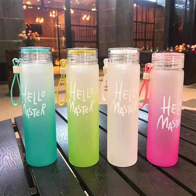 400ml Glass Frosted Travel Water Bottle