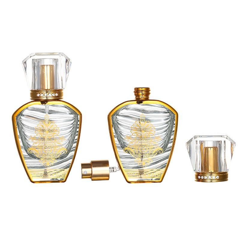 Golden Pattern 30ml Glass Spray Perfume Bottle Portable Travel Refillable Empty Perfume Bottle