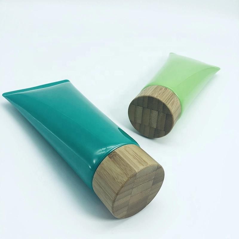 Eco Friendly Containers Plastic Cosmetic Tube with Bamboo Head Cover
