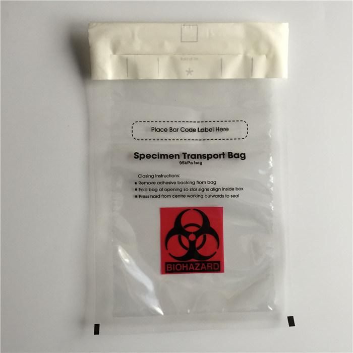Customized Biohazard Specimen Transport Kangaroo Plastic Bag 95 Kpa PE Specimen Zipper Bag