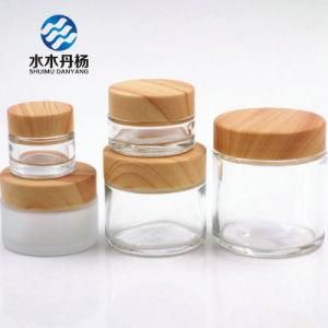10ml 20ml 30ml 50ml 100ml Stock Bamboo Wood Cap Cosmetic Glass Jar Cream Jar