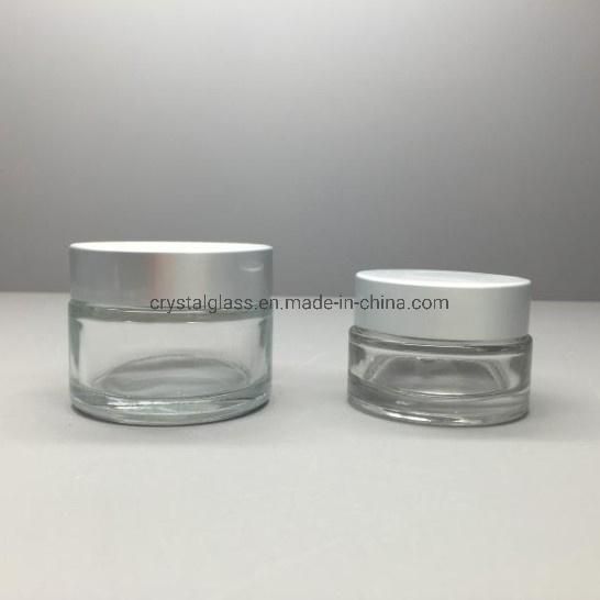 20g 50g Clear Glass Cosmetic Jar for Skin Care Cream Bottle with Aluminium Lid