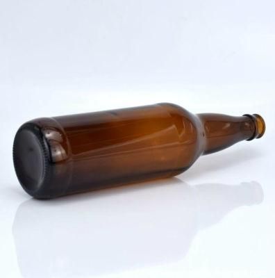 Amber Glass Beer Bottle Beverage Drinking Container with Crown Lid OEM 650ml