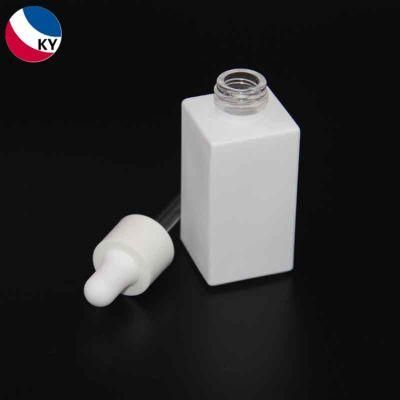 1oz Frosted White Square Glass Bottle Cosmetic Packaging for Facial Oil