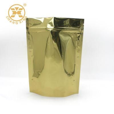 Golden Printing Glossy Plain Custom Size Low MOQ Food Packaging Stand up Pouches for Coffee Aluminum Foil Bag with Printing