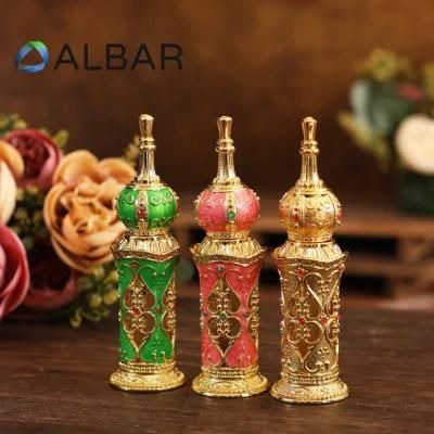 Hollow Glass Tube Attar Oud Perfume Bottles in Gold and Sharp Top with Glossy