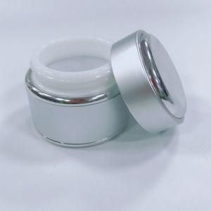 Double Wall High Quality 50ml Cosmetic Black Silver Cream Jar