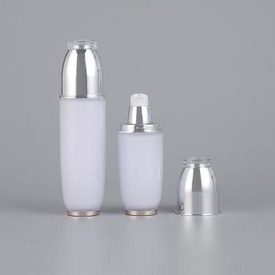 30ml 60ml Luxury Silver Aluminum Cosmetic Skincare Packaging Lotion Plastic Glass Perfume Bottle