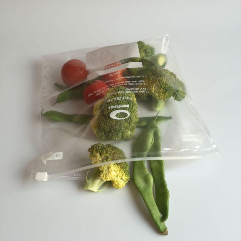 Fresh Keeping Food Freezer Slider Top Reclosable Bag for Vegetables