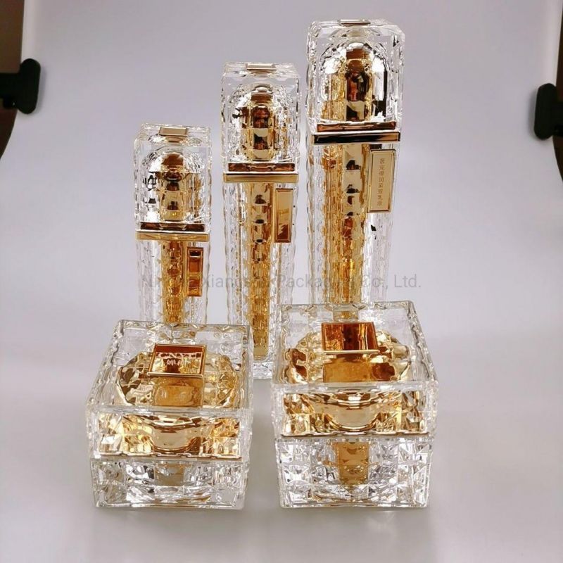 New Design Diamond Shape Gold Cosmetic Plastic Acrylic Cream Jar