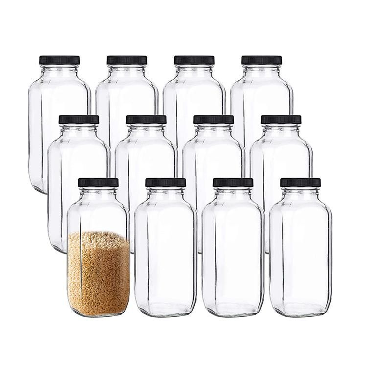 Wholesale 350ml 500 Ml 750 Ml Empty Square Juice Beverage Glass Bottle